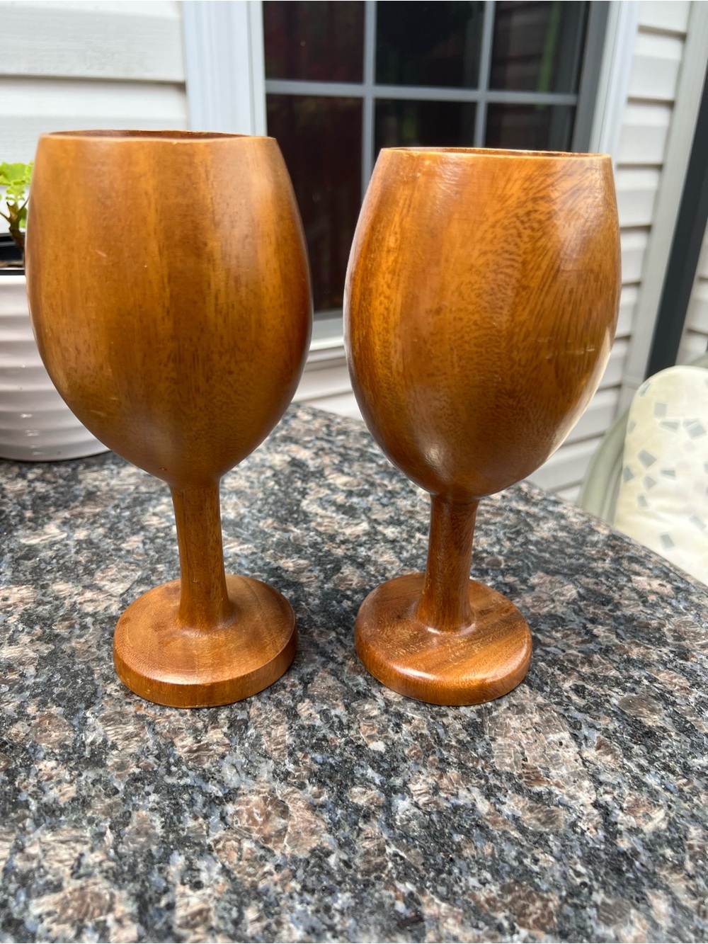 Wooden goblets Large Monkey Pod Hand Carved Philippines 8”